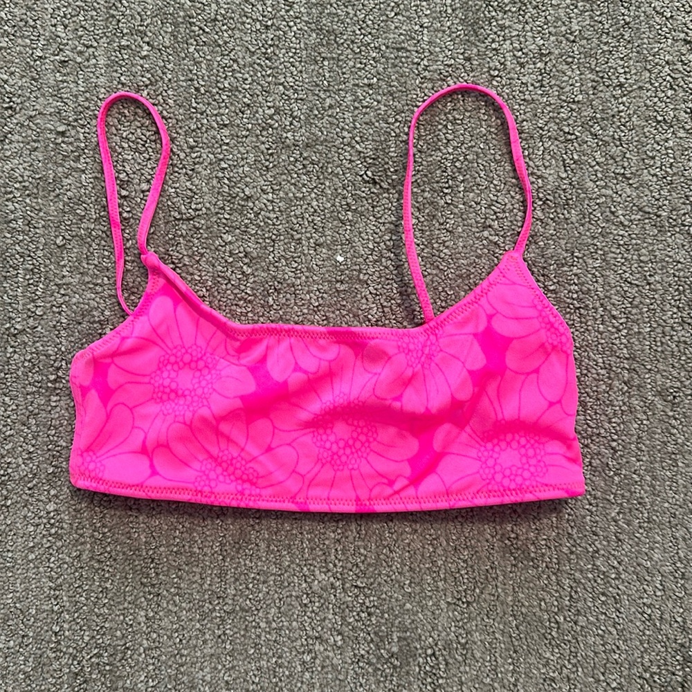 Neon floral bikini top